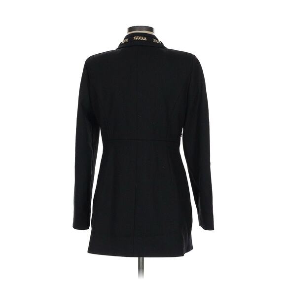 Per Se Coat Black Wool Blend Gold Metal Chain Trim 6 - Picture 3 of 3